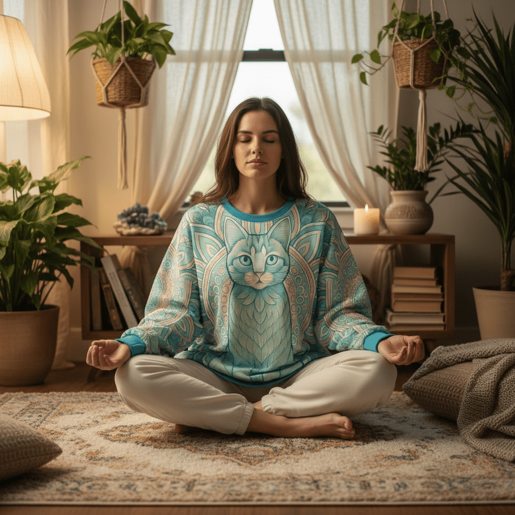 D3's CATS Mandala Sweatshirt - Spiritual Cat Oversize - D3monic