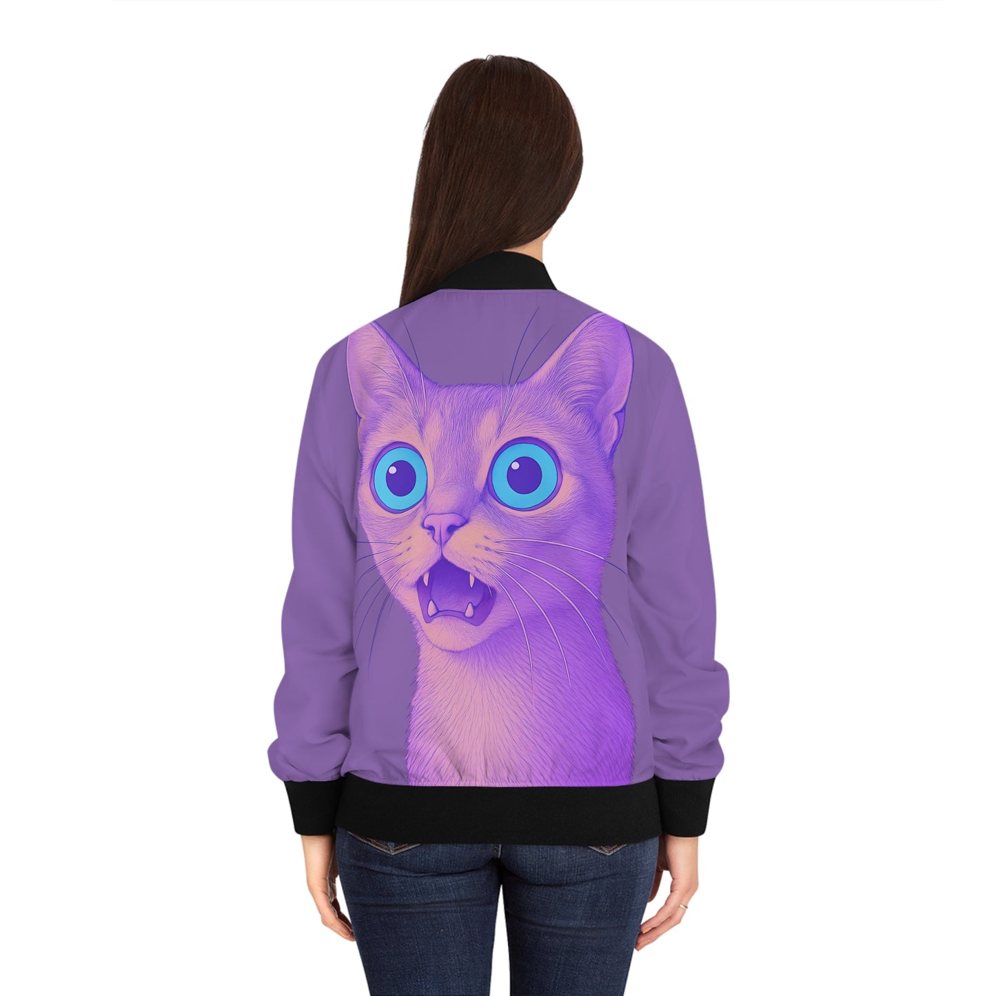 D3's CATS Purple Bomber Jacket - Feline Fashion Women - D3monic