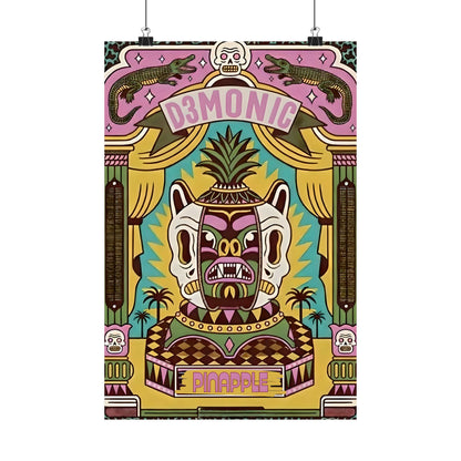 Vintage pineapple poster with tropical zirkus design.