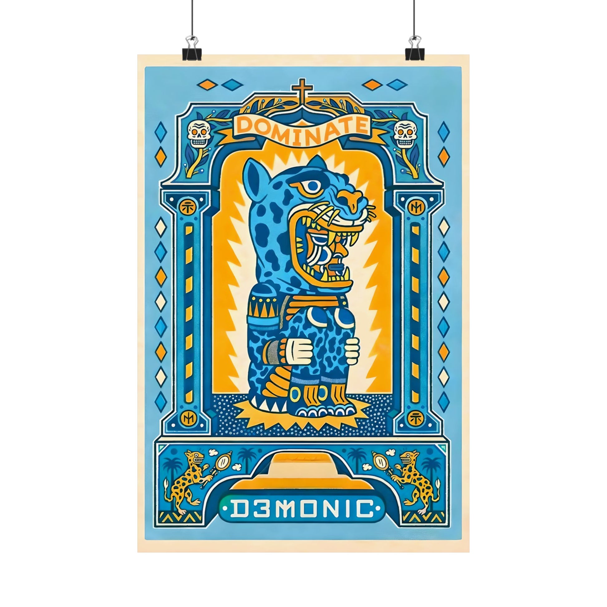 "Vintage circus-style playful leopard poster art."