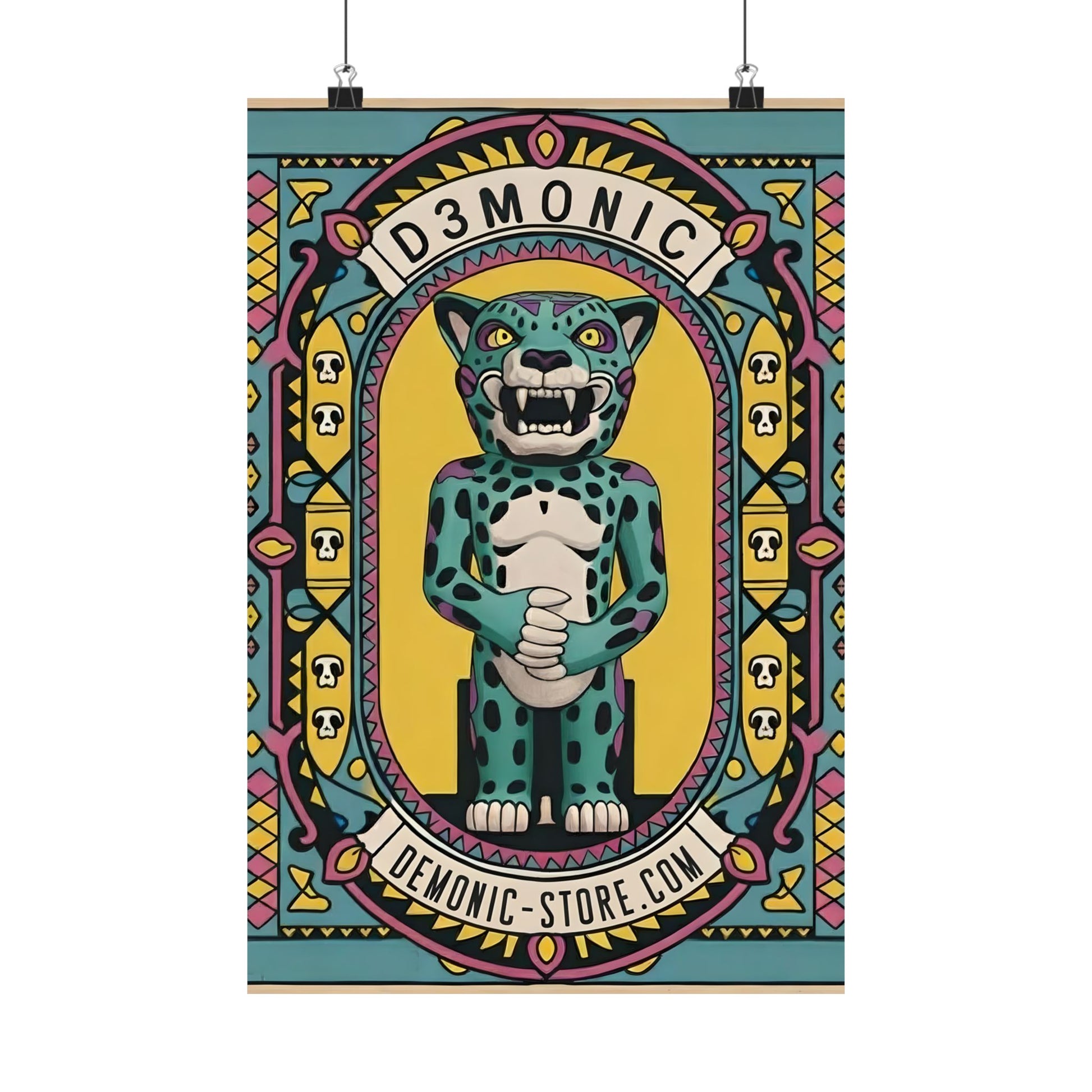 Vintage circus-style tiger poster with vibrant colors.