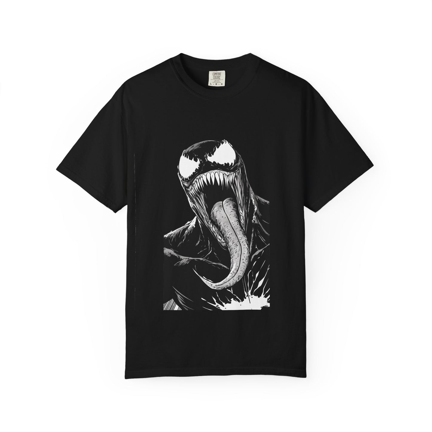 D3 meets VENOM T-Shirt: Black heavyweight garment-dyed streetwear tee featuring a graphic print.