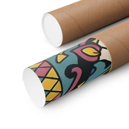 Rolled vibrant vintage tiger poster in tube.