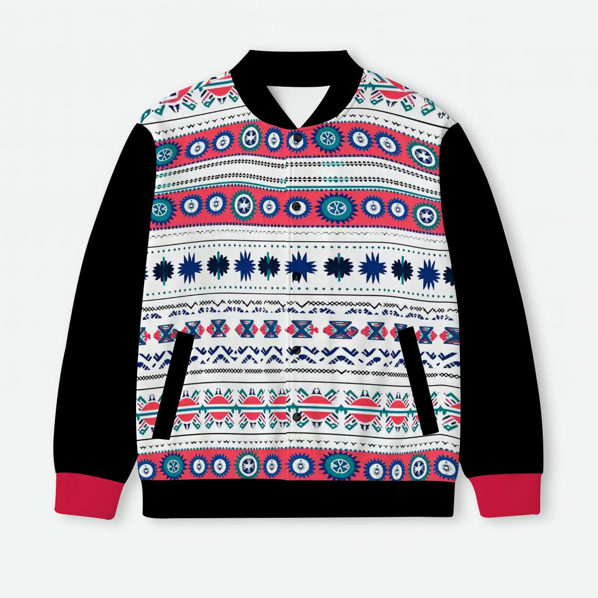 D3's INKA Jacket Pachamama - Mutter Erde Jacke, featuring a woman wearing the green and brown patterned jacket.