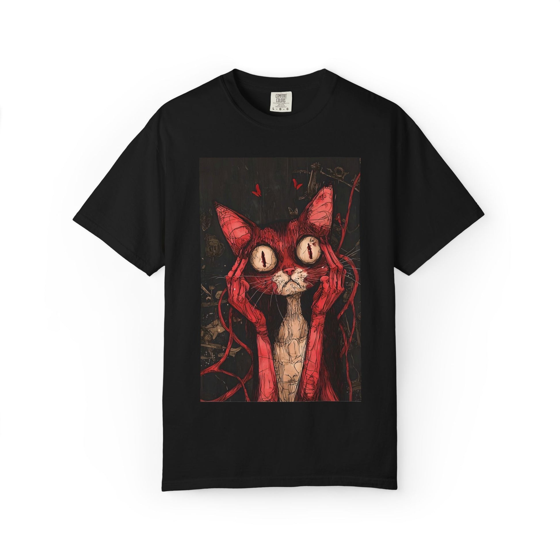 D3's CATS Psycho T-Shirt - Crazy Feline Streetwear - black