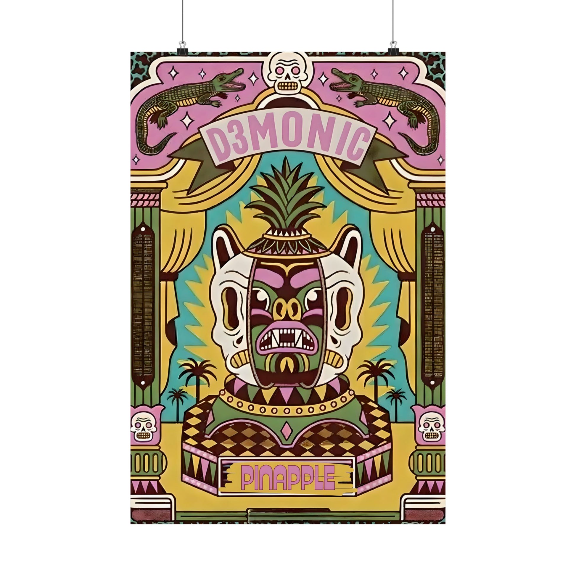 Vintage pineapple poster with circus nostalgia design.