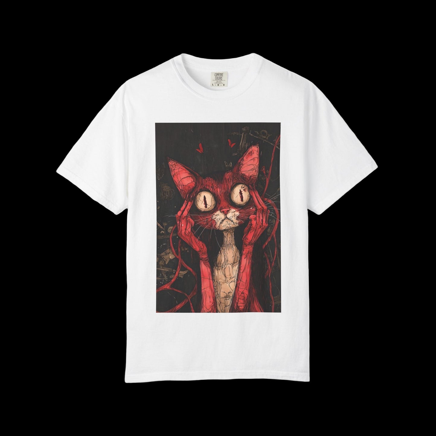 D3's CATS Psycho T-Shirt - Crazy Feline Streetwear - white