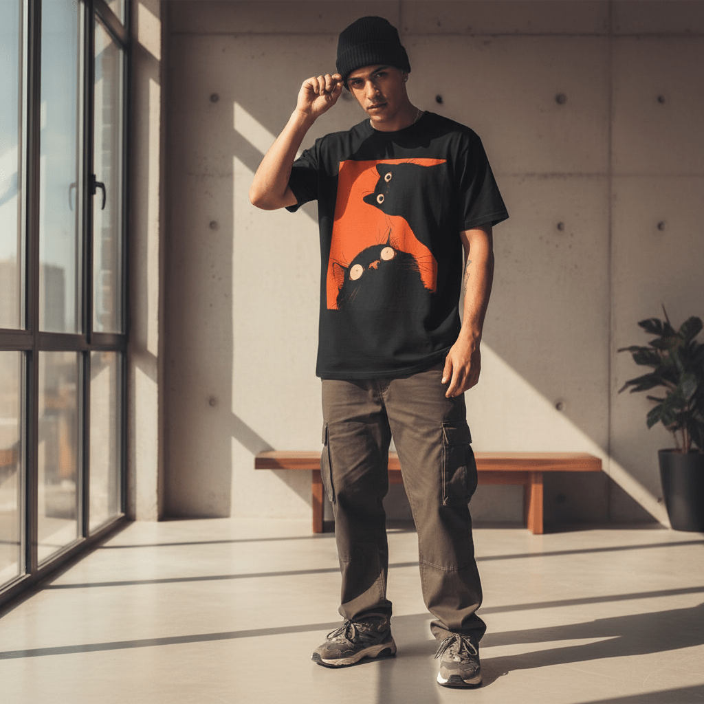 D3's CATS Duo T-Shirt - Feline Pair Streetwear - D3monic