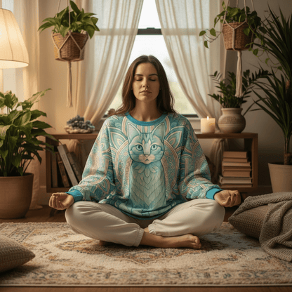 D3's CATS Mandala Sweatshirt - Spiritual Cat Oversize - D3monic