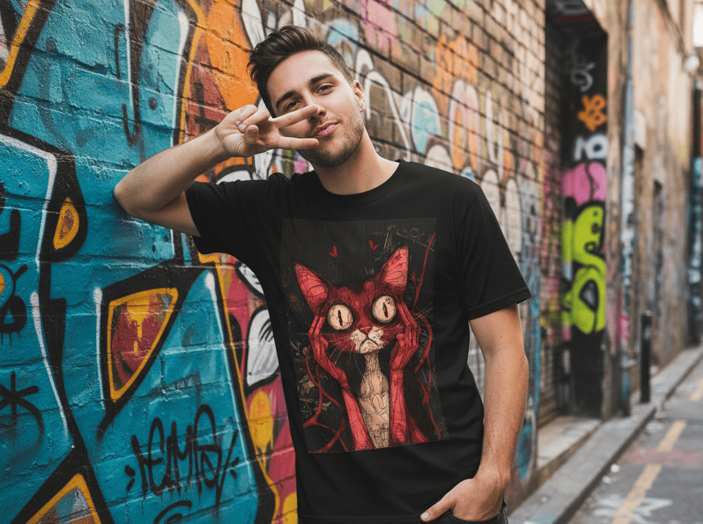 D3's CATS Psycho T-Shirt - Crazy Feline Streetwear - D3monic