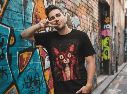 D3's CATS Psycho T-Shirt - Crazy Feline Streetwear - D3monic