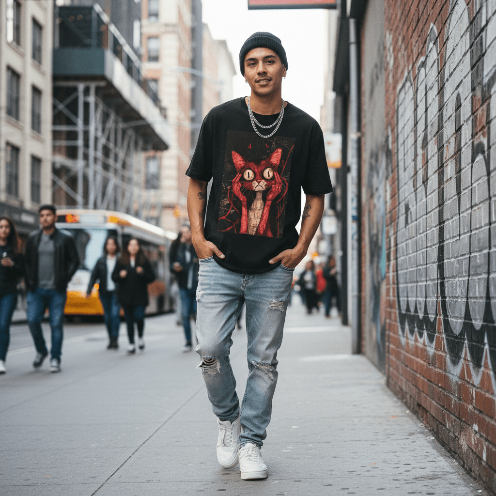 D3's CATS Psycho T-Shirt - Crazy Feline Streetwear - D3monic