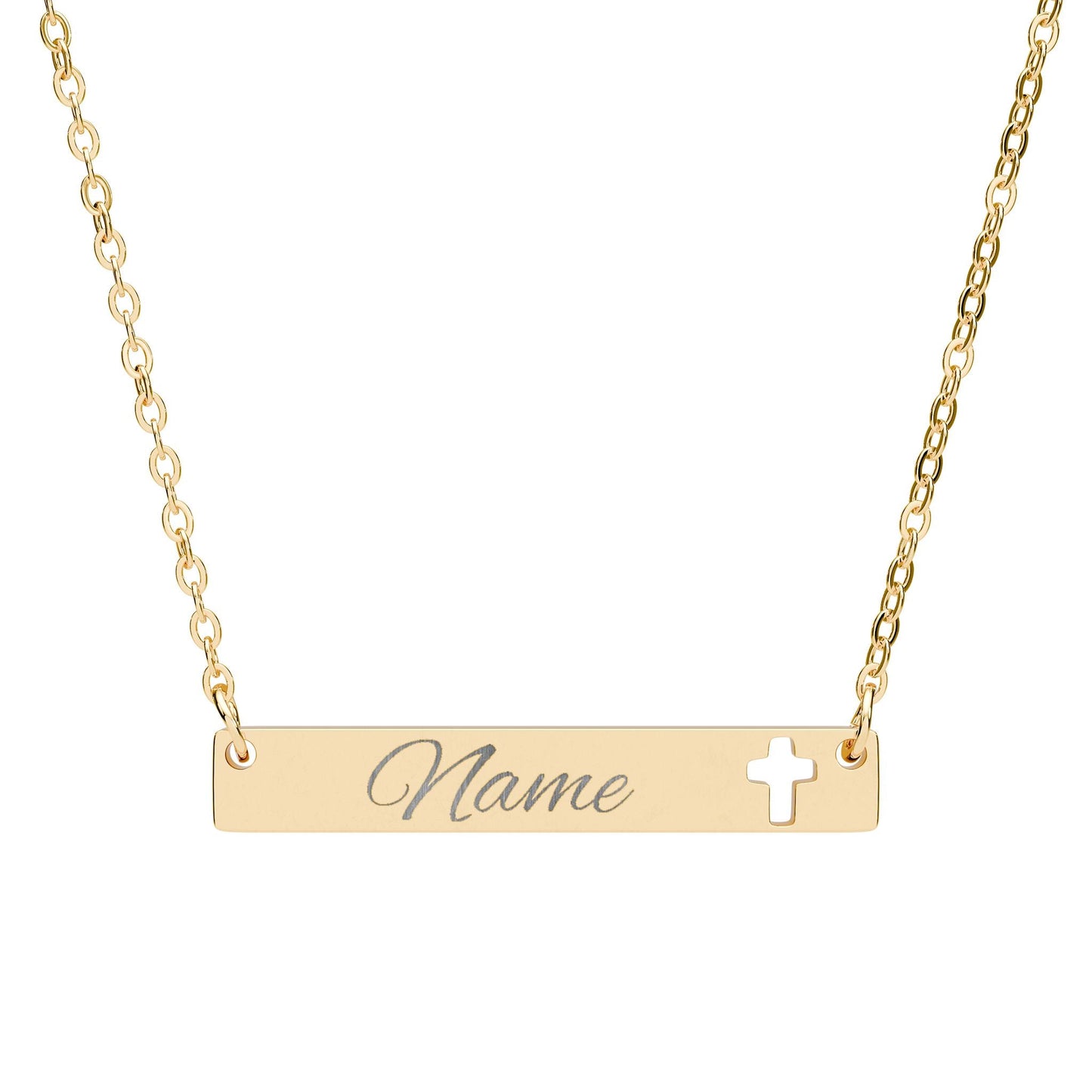 D3's Personalized Cutout Cross Bar Necklace, Custom Engraved Jewelry - D3monic
