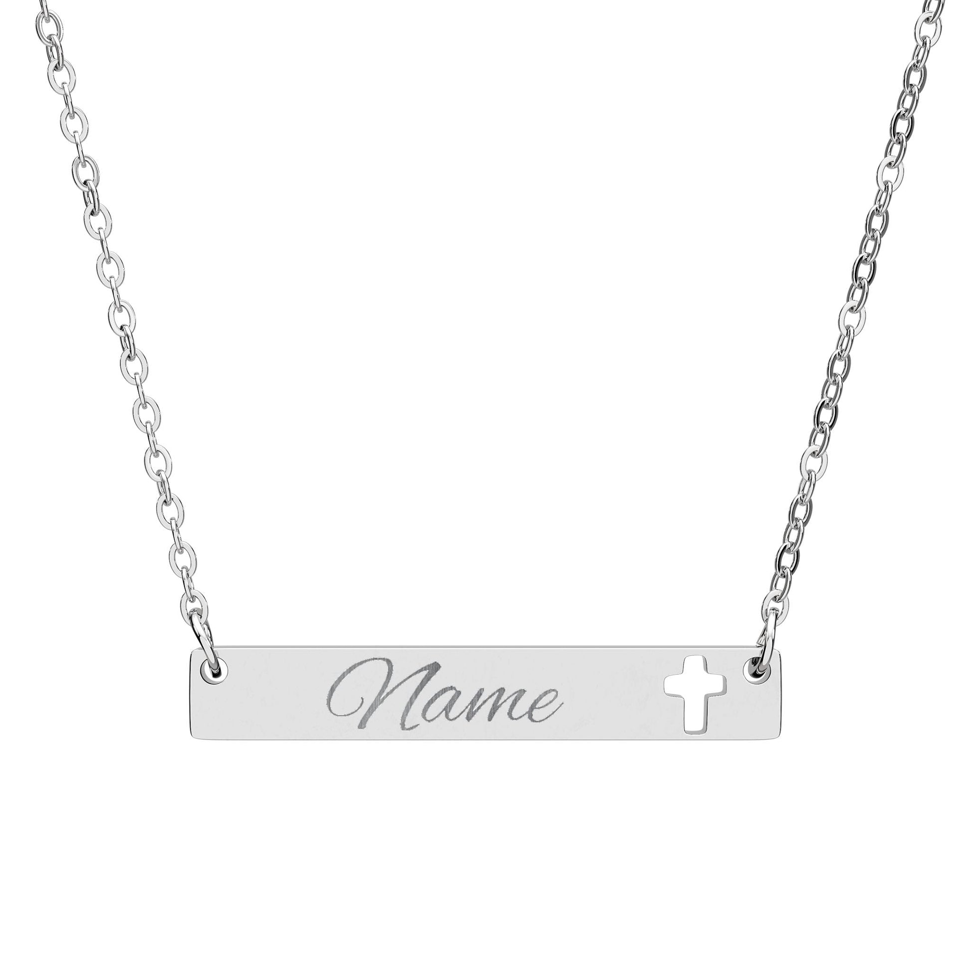 D3's Personalized Cutout Cross Bar Necklace, Custom Engraved Jewelry - D3monic