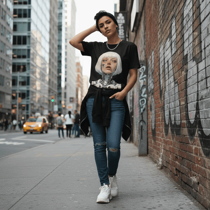 D3's ROBOTS Girl T-Shirt - Sci - Fi Women Streetwear - D3monic