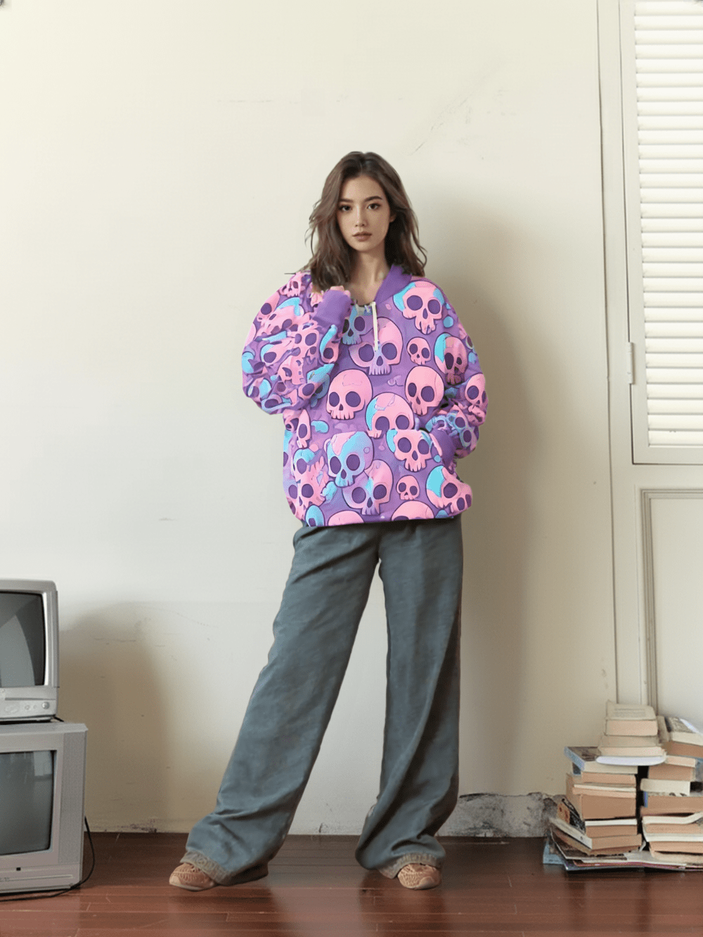 D3's ZOMBIE Hoodie Pink - Klassischer Oversize Unisex Pullover - D3monic