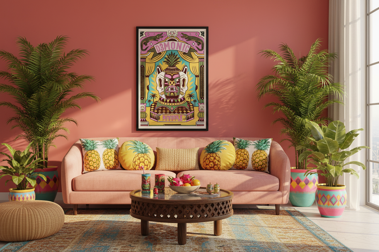 HAPPY Pineapple Poster Extra Colorful