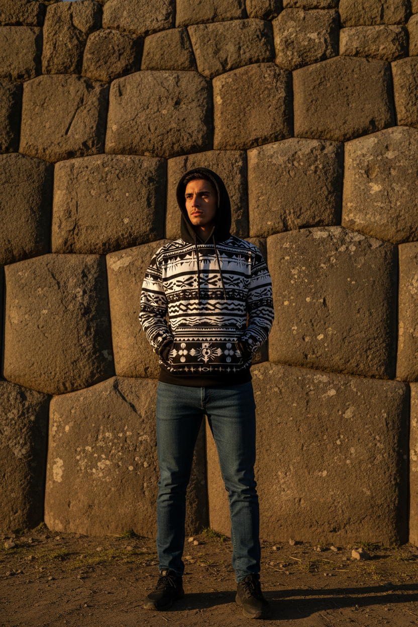 INKA Hoodie Viracocha Black Hood Man