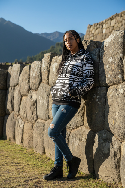 INKA Hoodie Viracocha Black Hood Woman